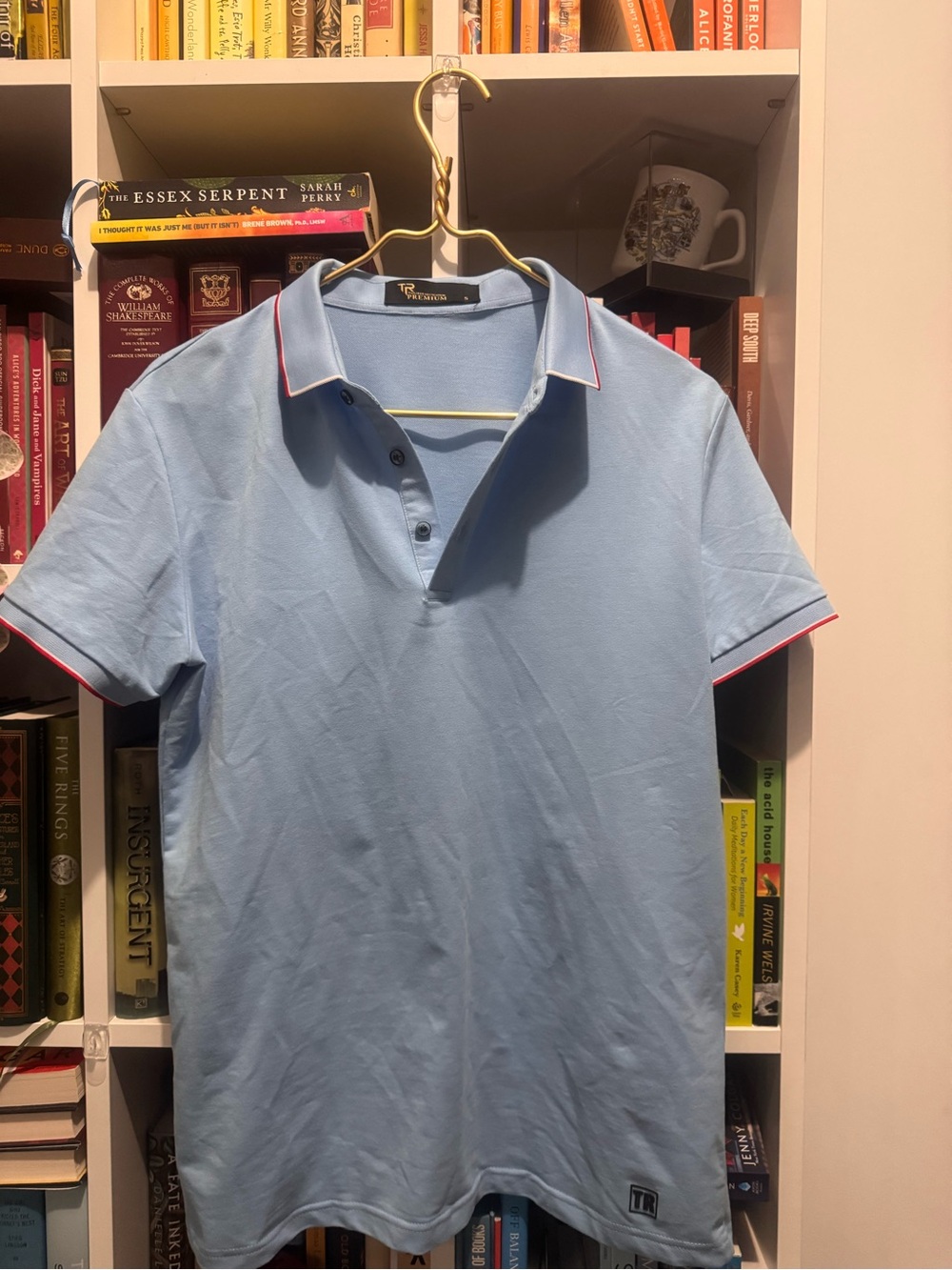 Tart Collections Light Blue Polo with Red-Trim Accent